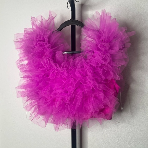 Fashion Nova Vibrant Pink Tulle Ruffle Top - Picture 4 of 7
